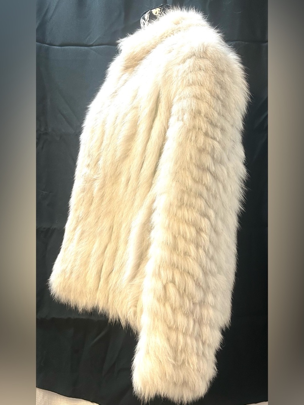Vintage Genuine Fox Fur Coat White Cream Short Ranched Vintage Women's Medium M - Picture 2 of 13